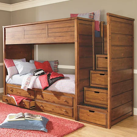 Full Bunk Bed with Bunk Bed Steps and Storage Drawers